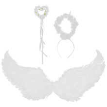 3Sets Lightweight White Angel Wings Costume Kit for Women and Kids