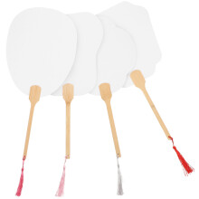 4Pièces Éventails Blancs En Papier Bambou À Peindre - Décor DIY