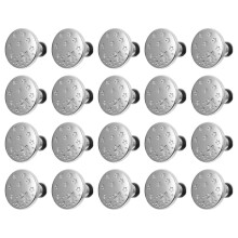 20Pièces Boutons Sans Clous Pour Pantalon Accessoires Jeans Argent