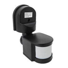 Motion Sensor Light Switch 180 PIR Detector Waterproof Wall Mount for Garage Patio Black