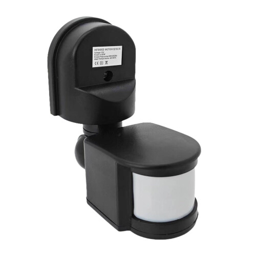 Motion Sensor Light Switch 180 PIR Detector Waterproof Wall Mount for Garage Patio Black