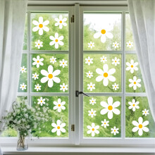 96 Pcs Bird Strike Window Decals, White Daisy Window Clings, AntiCollision Glass Stickers for Home