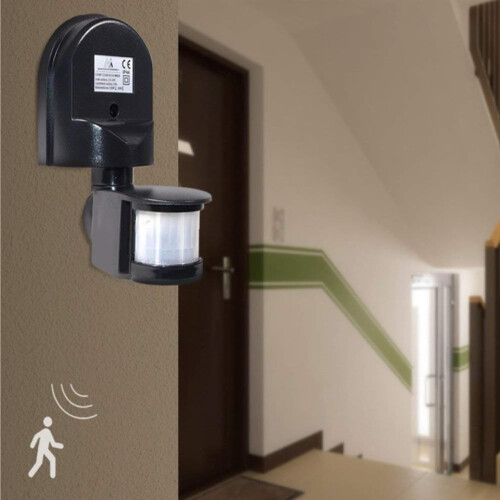Motion Sensor Light Switch 180 PIR Detector Waterproof Wall Mount for Garage Patio Black 1