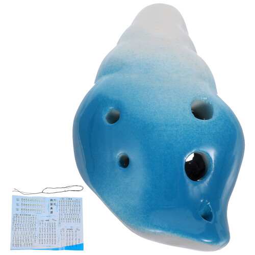 3Pcs Durable Sky-Blue Ceramic 6-Hole Ocarina Musical Instrument 1