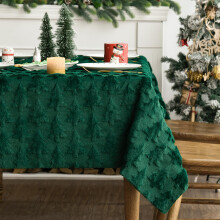 Christmas Tablecloth Rectangular 60 x 104 Inch Green Polyester Holiday Table Cover for Large Dining Tables