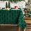 Christmas Tablecloth Rectangular 60 x 104 Inch Green Polyester Holiday Table Cover for Large Dining Tables 1