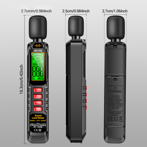 Digital Decibel Meter 30-130dB Noise Level Meter with LCD, Portable 1