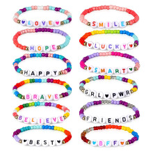 Brățări ale prieteniei, 12 bucăți de brățări colorate, brățări cu mărgele, brățări drăguțe, brățări inspiraționale, seturi de