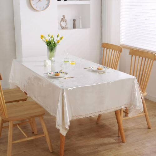 Clear PVC Tablecloth Protector Waterproof ScratchResistant Wipeable Vinyl Cover 55'x70' Rectangle
