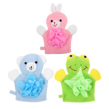 3Pièces Gants Exfoliants Bébé Microfibre Confortables Couleur Mixte