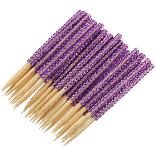 30Pièces Bâtons De Dessert En Bambou Violet Pour