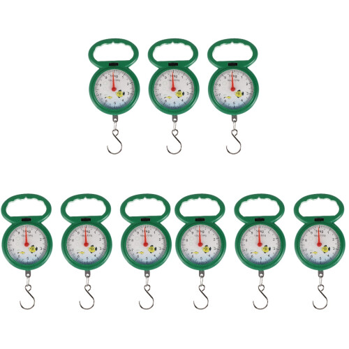 9Pcs Green Portable Hook Scales Plastic Spring Hanging Weighing Tool 1