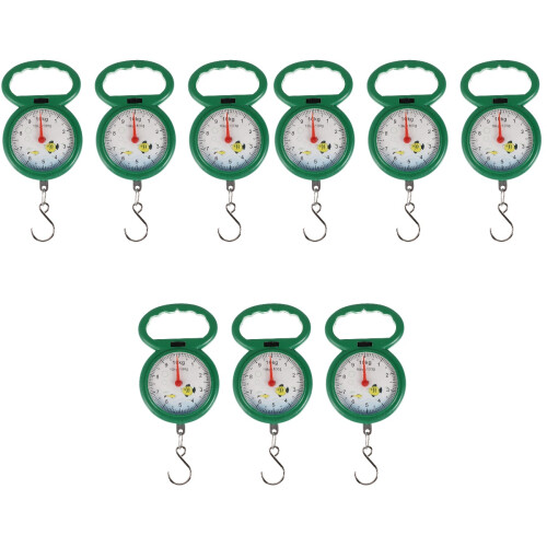 9Pcs Green Portable Hook Scales Plastic Spring Hanging Weighing Tool 2