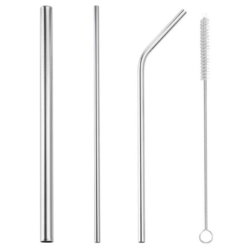 5 Sets Reusable Straws For Hot Drinks Stainless Steel Bubble Tea