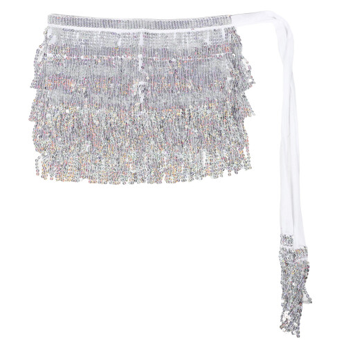 3Pcs Boho Silver Sequin Fringe Hip Scarf Belt for Dance Parties