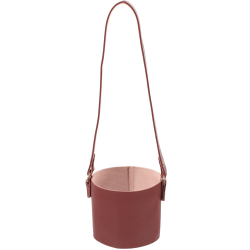5Pcs Durable Red PU Leather Coffee Holders with Strap for Cups