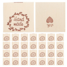 200Pcs Beige Cotton Handmade Sewing Labels Embroidered Tags for Crafts