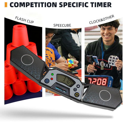 Professional Speed Cube Timer with Touch Control and Memory Function for Cup Stacking Competitions Black 2