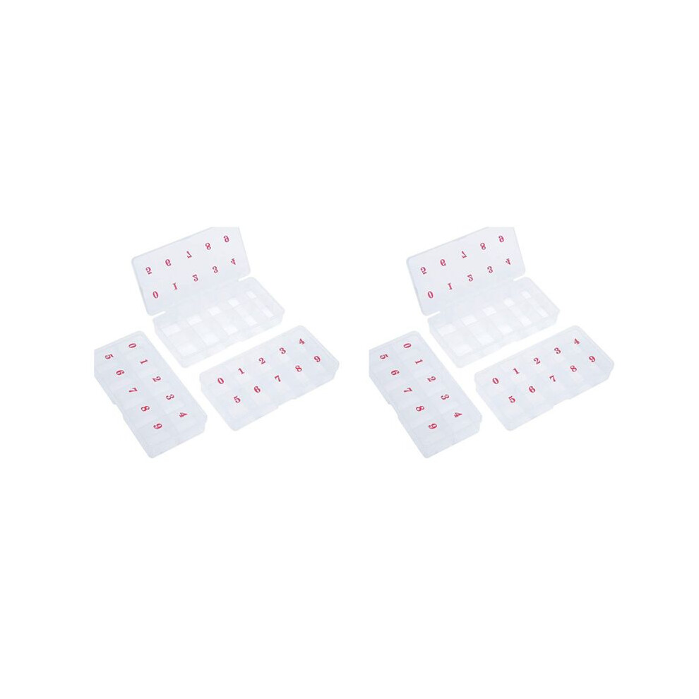 6Pcs False Nail Tips Transparent Storage Box with 10 Number Empty Spaces Storage Case Container Nail Art Organizer Box