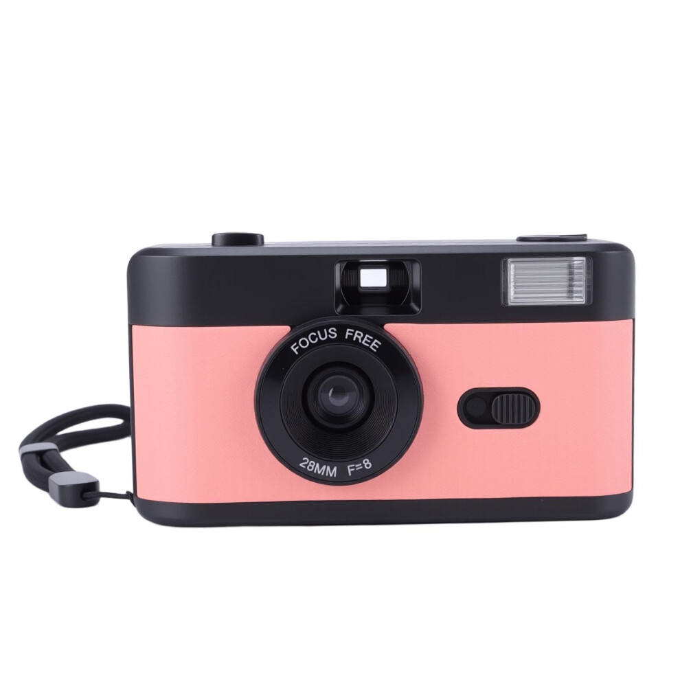 35Mm Reusable Film Camera With Flash And Color Film, Retro 28Mm Wide Lens Vintage Photography Roseate Black 9199774866255