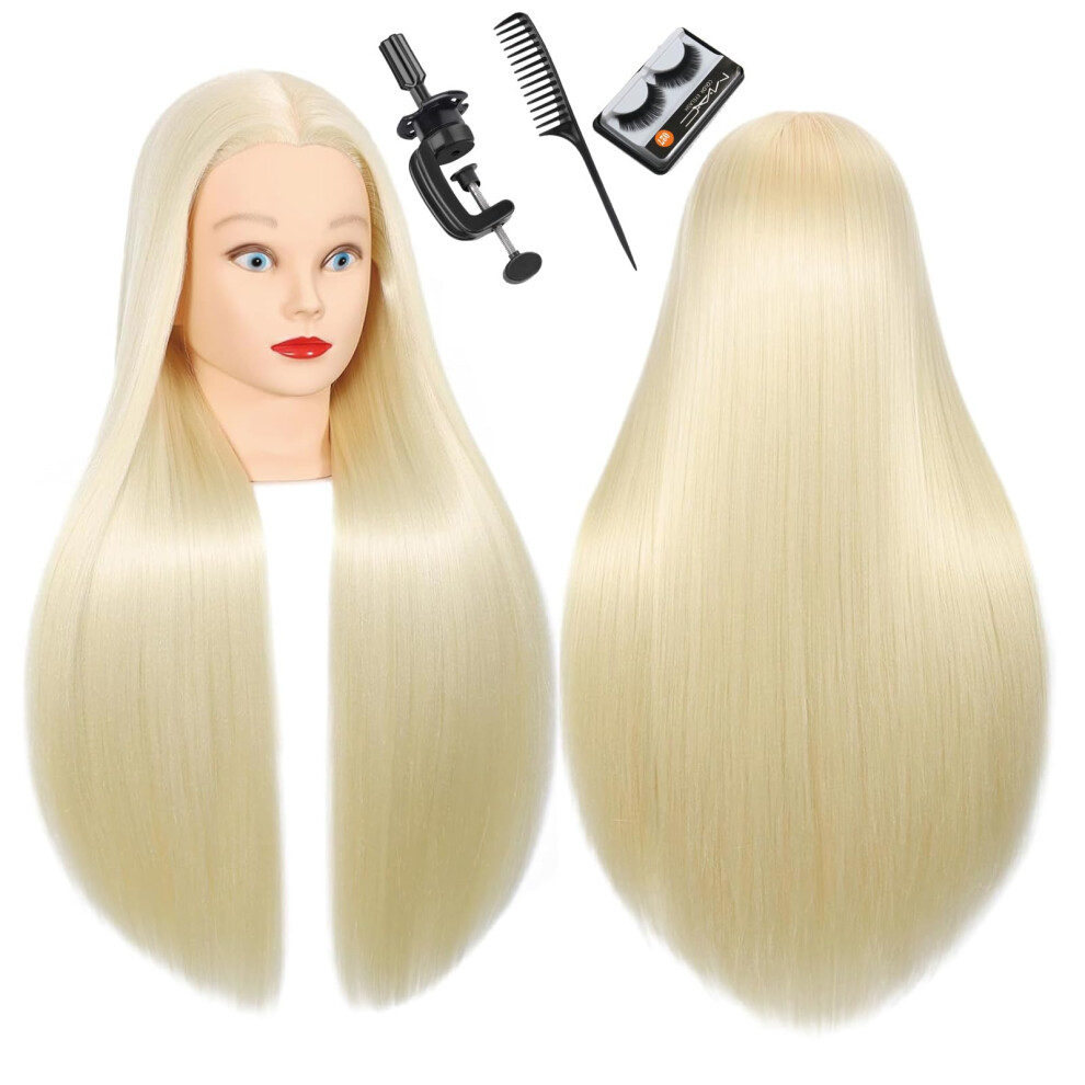 Unisex 2628 Inch Mannequin Head With Human Hair, Extra Long Cosmetology Manikin For Braiding And Cutting, Clamp And Comb Included