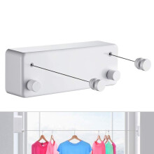 Retractable Clothesline with Double Rope Capacity, 13.8 Ft Heavy Duty Wall Mounted Laundry Line for Indoor and Outdoor