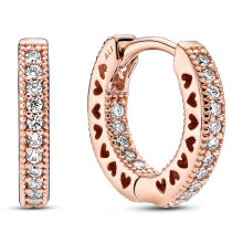 Brand Rose Pavé Heart Hoop Earrings 286317C01
