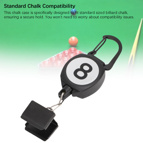 ABS Billiard Chalk Holder with Retractable Rope, Portable Pool Accessory 2
