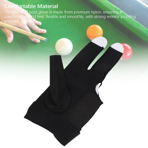 Linke Hand Poolhandschuh 3-Finger Nylon schwarz 2