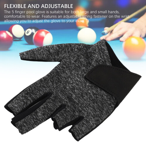 Linke Hand Pool-Handschuh 5-Finger elastisches Nylon grau 2