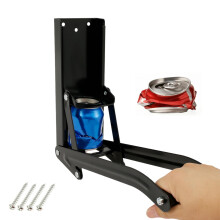 Heavy Duty 16oz Metal Can Crusher with Bottle Opener, Wall Mounted Industrial Style Black