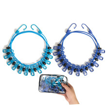 2 Pack Portable Windproof Clothesline with Clips for Travel Camping Hotel Cruise Sapphire and Sky Blue