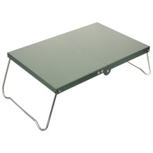 2Pièces Table Camping Pliable Acier Vert Olive Extérieur