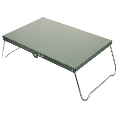 2Pièces Table Camping Pliable Acier Vert Olive Extérieur 2