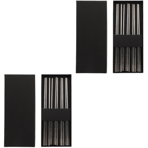 2 Pack Reusable Chopsticks Long Household Flatware Stainless Steel 2