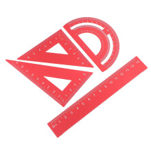 2Sets Red Triangle Plate Ruler Protractor Stationery Set for Students