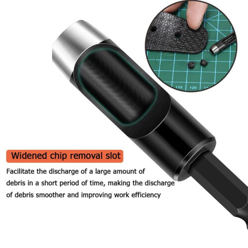 6Pcs Hollow Punch Set Drill Bits -Leather Hole Punch Tool Flexible Drill Bit Extension Hexagonal Handle Drill Bit Set 2