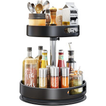 Organizador giratório Lazy Susan, organizador multifuncional com estrutura metálica e altura ajustável, organizador giratório de metal para