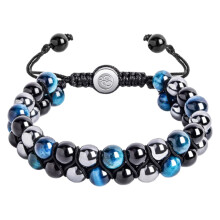 Bracelet artisanal fait main, pierre de cristal à triple protection et guérison énergétique pour hommes et femmes, bijoux en perles naturelles