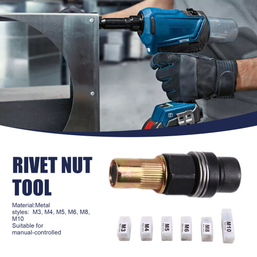 Rivet Nut Tool Drill Adapter M3/M4/M5/M6/M8/M10 Riveting Manual Threaded Electric Manual Cordless Riveter 1