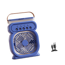 Portable USB Fan with Light, Rapid Cooling Mist, Mini Desk Fan for Camping, Travel and Office, Blue