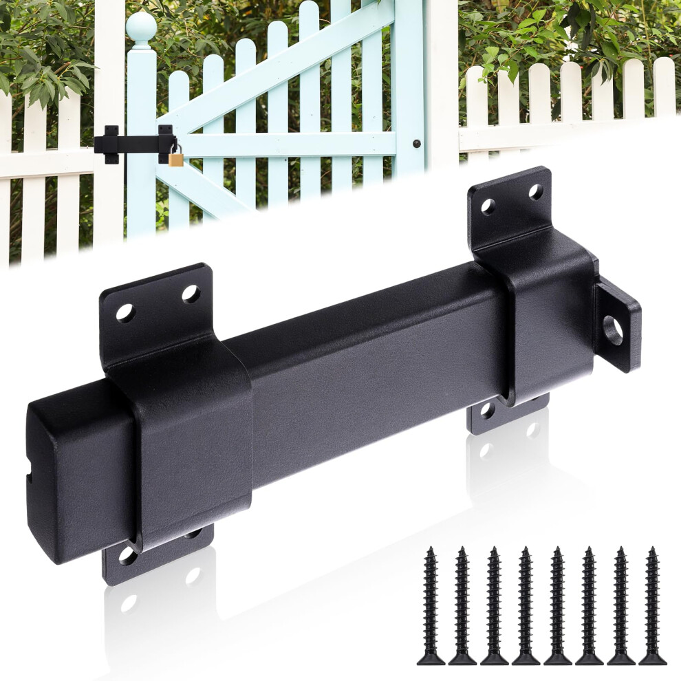 Gate Latch Lock Heavy Duty With Padlock Hole, Weatherproof Steel For Fence, Barn, Shed, Black 9187378067253