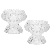 2Pcs Crystal Glass Lotus Tealight Candle Holder with Elegant Design for Home Temple Zen Decor