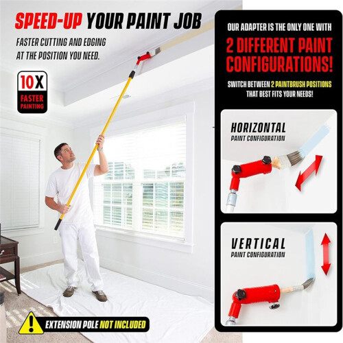 Multi-Angle Paint Brush Extender for High Ceiling,Extension Pole Attachment Holder for Paint Brush,Roller, Scraper 2