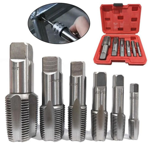 6 Pcs NPT Pipe Tap Set Threading Plumbing NPT Tap Set with Storage Case Thread Tapping Tool Kit 1