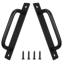 Black Barn Door Handle 5.7 Inch Rustic Aluminum Alloy Heavy Duty Gate Pull with Plate, 2PCS