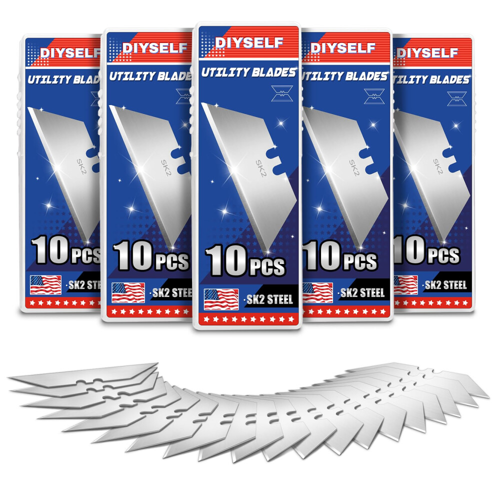Utility Knife Blades Sk2 Steel 50 Pack Heavy Duty Tshaped Box Cutter Blades For Cardboard 9187378067413