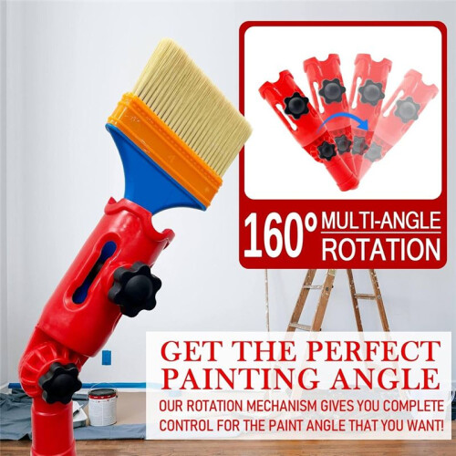 Multi-Angle Paint Brush Extender,Extension Pole Attachment Holder for Paint Brush,Roller,Secure Handle Grip,RotatingHead 2