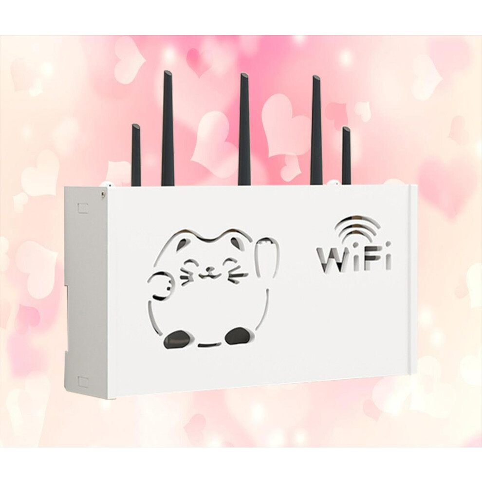 Wifi Router Storage Box Wall Mounted Shelf With Cable Concealment And Heat Dissipation, A38x20x8.5cm 9094768191774