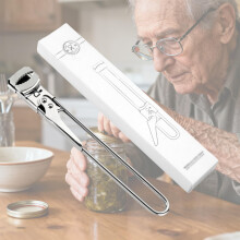 Jar Opener for Seniors Adjustable Stainless Steel Easy Grip with Extended Handle and AntiSlip Gear